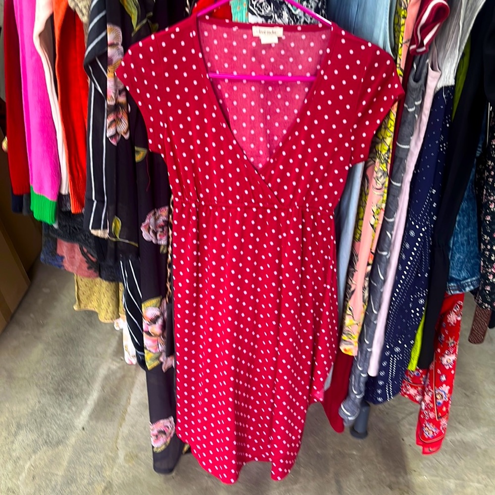 Love rocks red polkadot dress